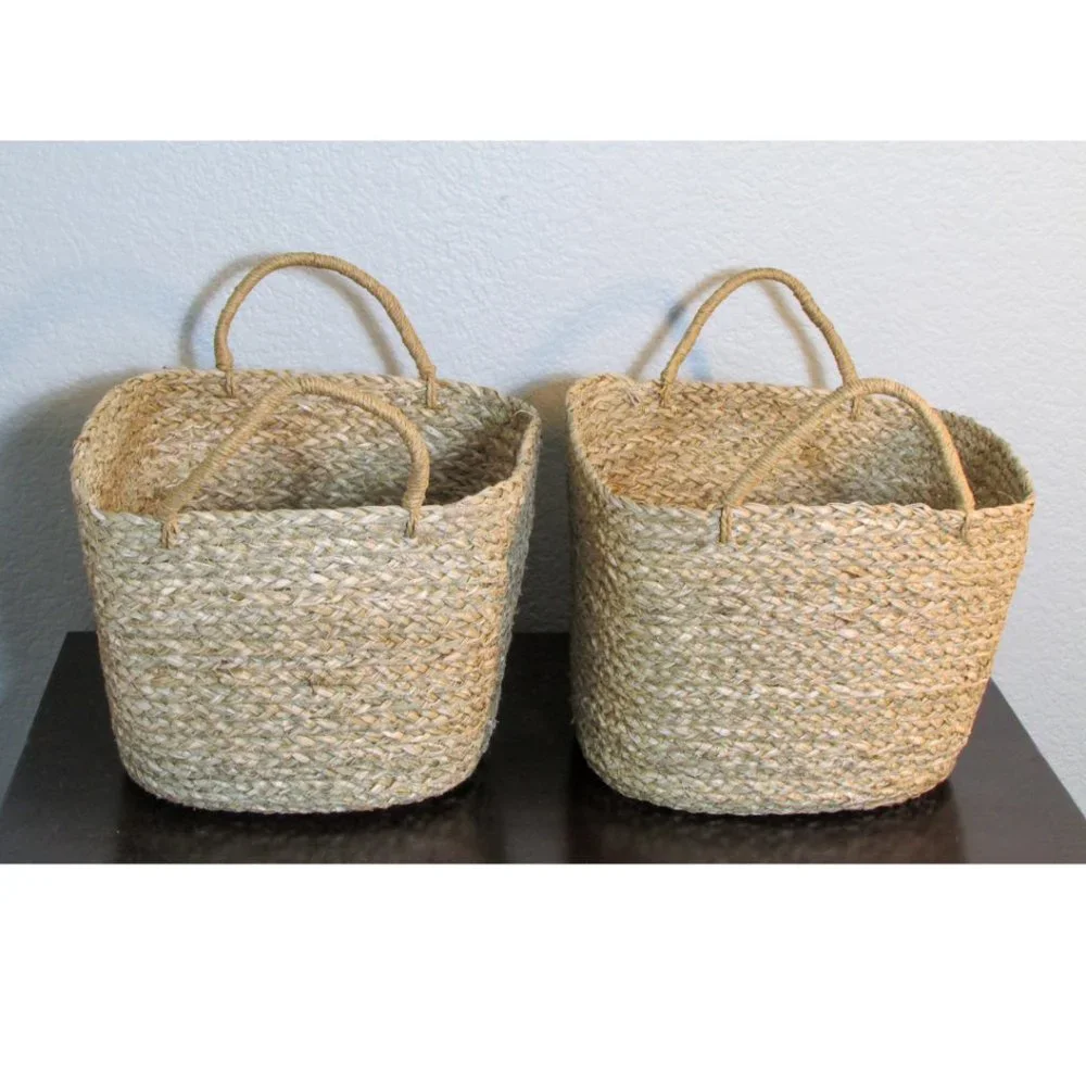 Set of 2 Wicker Baskets with Handles